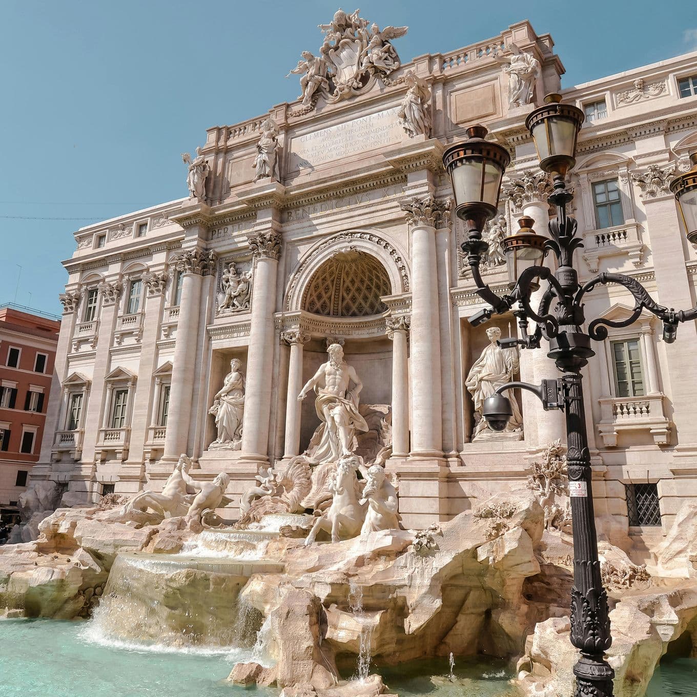 The Trevi Fountain on a clear summer day, Rome, Italy