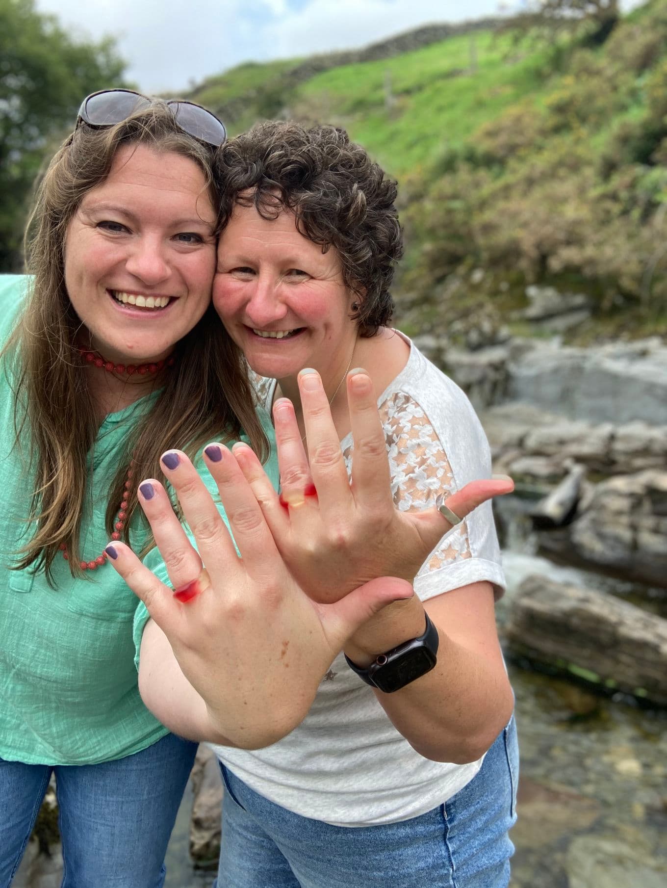 Writer and poet Katie Hale showing off her gummy engagement ring