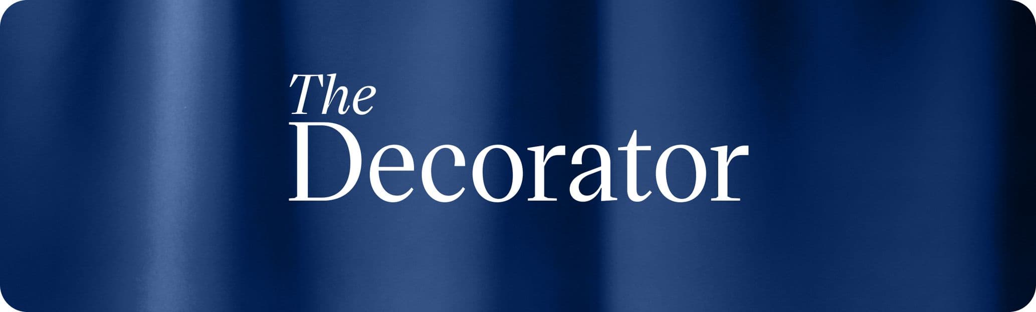 White text "The Decorator" on a dark blue background with a subtle gradient effect.