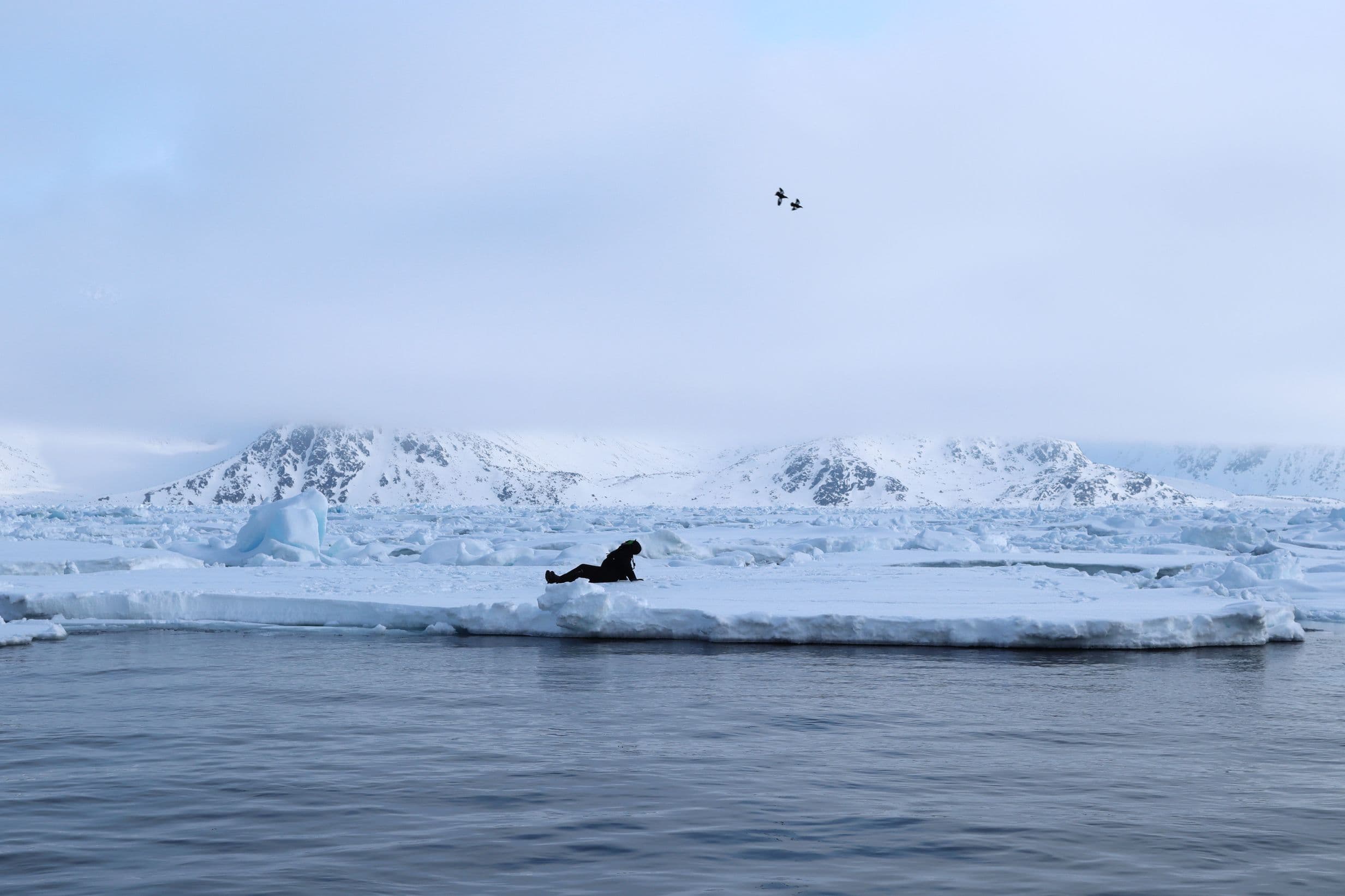 Writer and poet Katie Hale sat on an ice floe